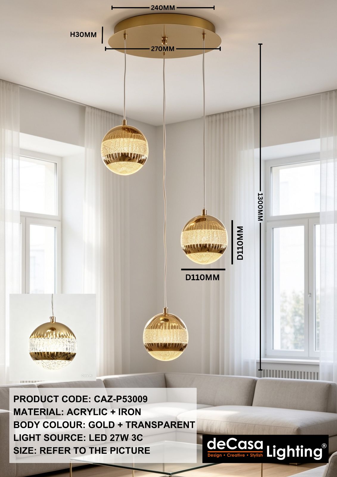MODERN 3 IN 1 PENDANT LIGHT(CAZ-P53009)