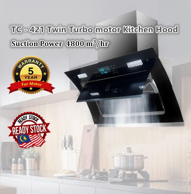 TC  -420/TC -421 Twin Turbo motor Cooker Hood Kitchen Hood 4800m鲁 /hr New Technology