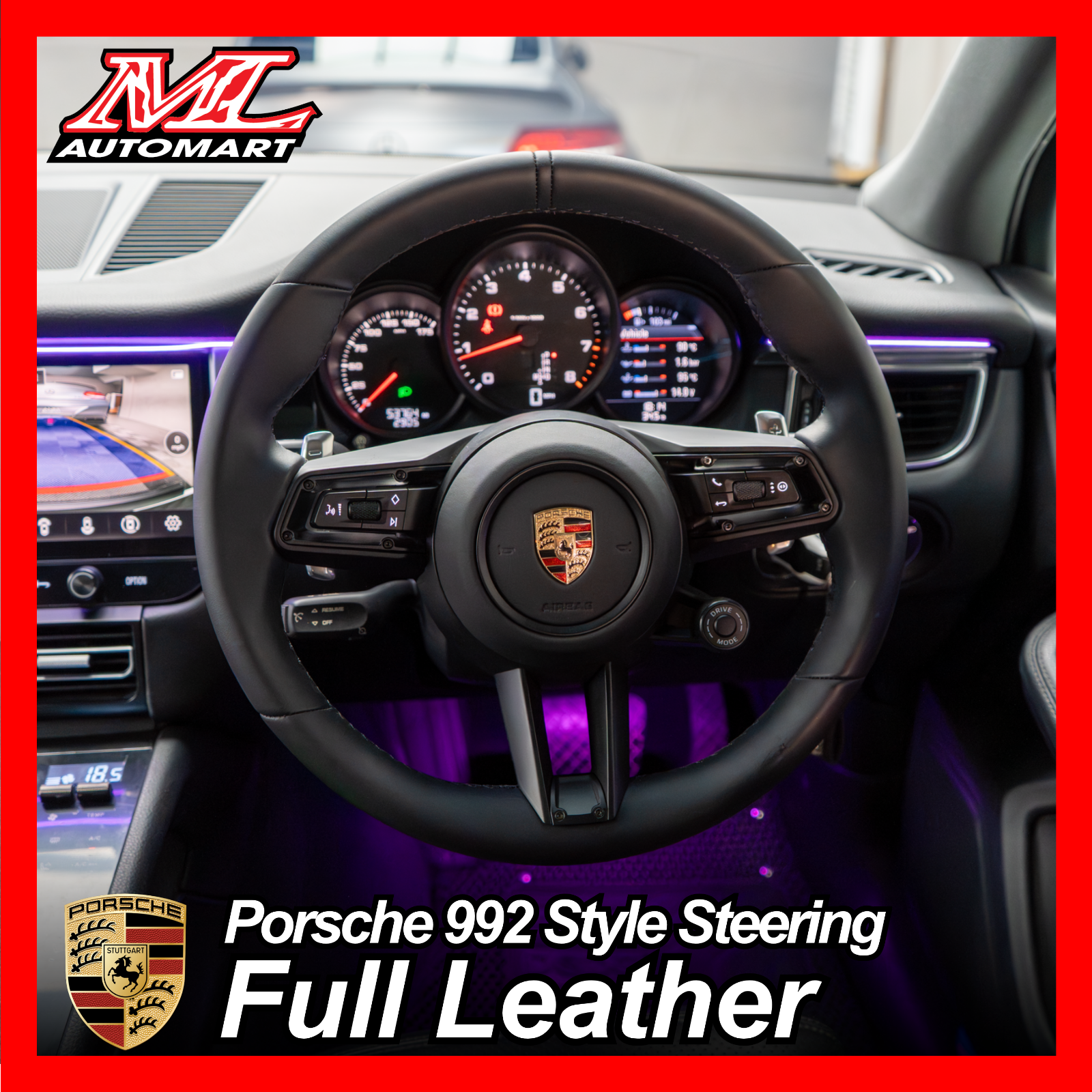 Porsche 992 Style Full Leather Steering