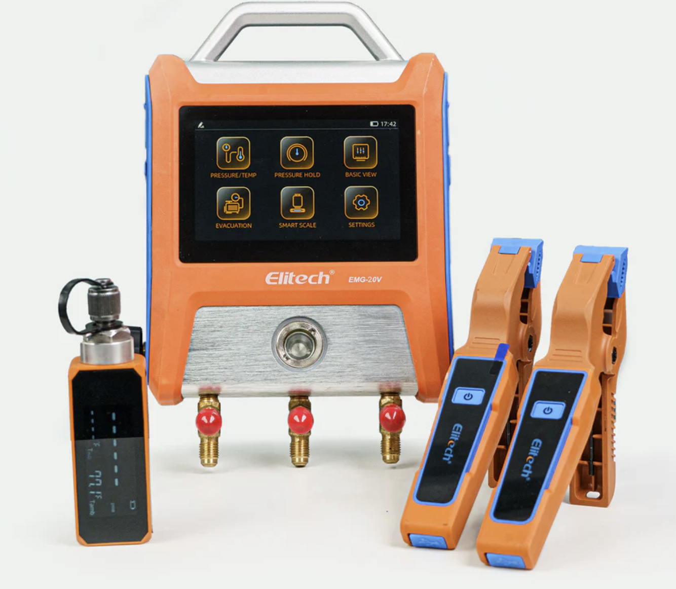 ELITECH EMG-20V Intelligent HVAC Digital Manifold+VGW-Mini Vacuum Microns Digital Microns Gauge HVAC Refrigerant Vacuum Tester 1/4"