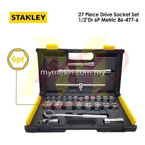 Stanley 27PCS 1/2" Drive Socket Set 6 Point (10mm-32mm) 86-477