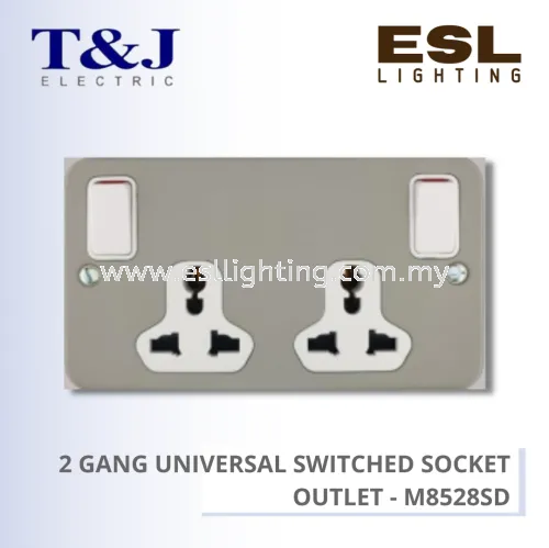 T&J METALCLAD SERIES 2 GANG UNIVERSAL SWITCHED SOCKET OUTLET - M8528SD