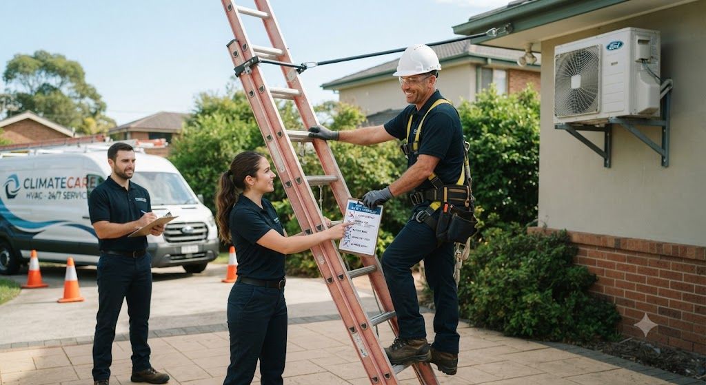 air conditioning technician PPE ladder safety