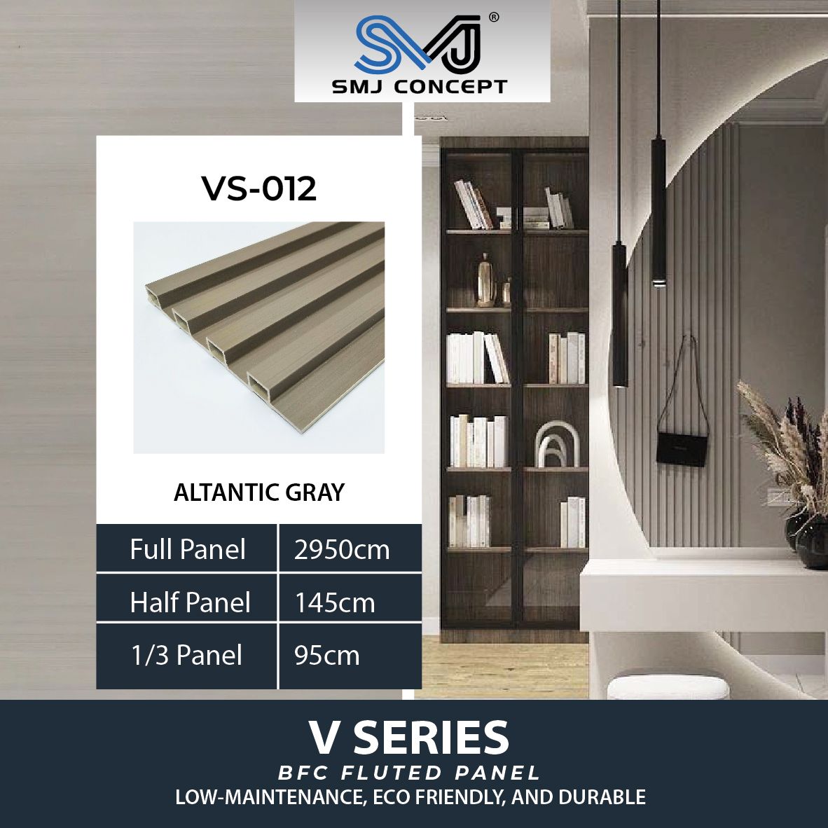 Interlock Fluted Panel V Series | ATLANTIC GRAY |VS012