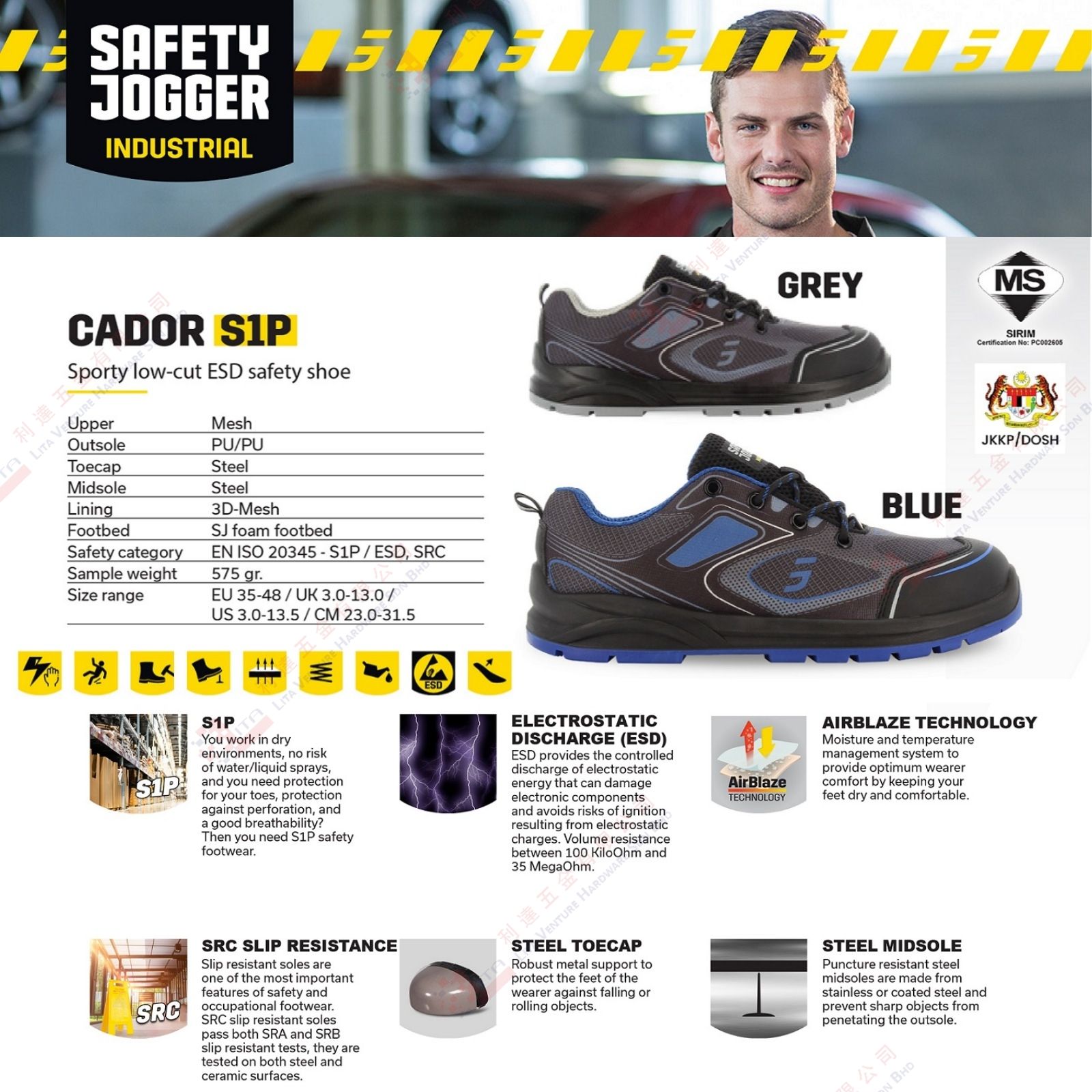 SAFETY JOGGER BRAND SAFETY SHOE - CADOR S1P