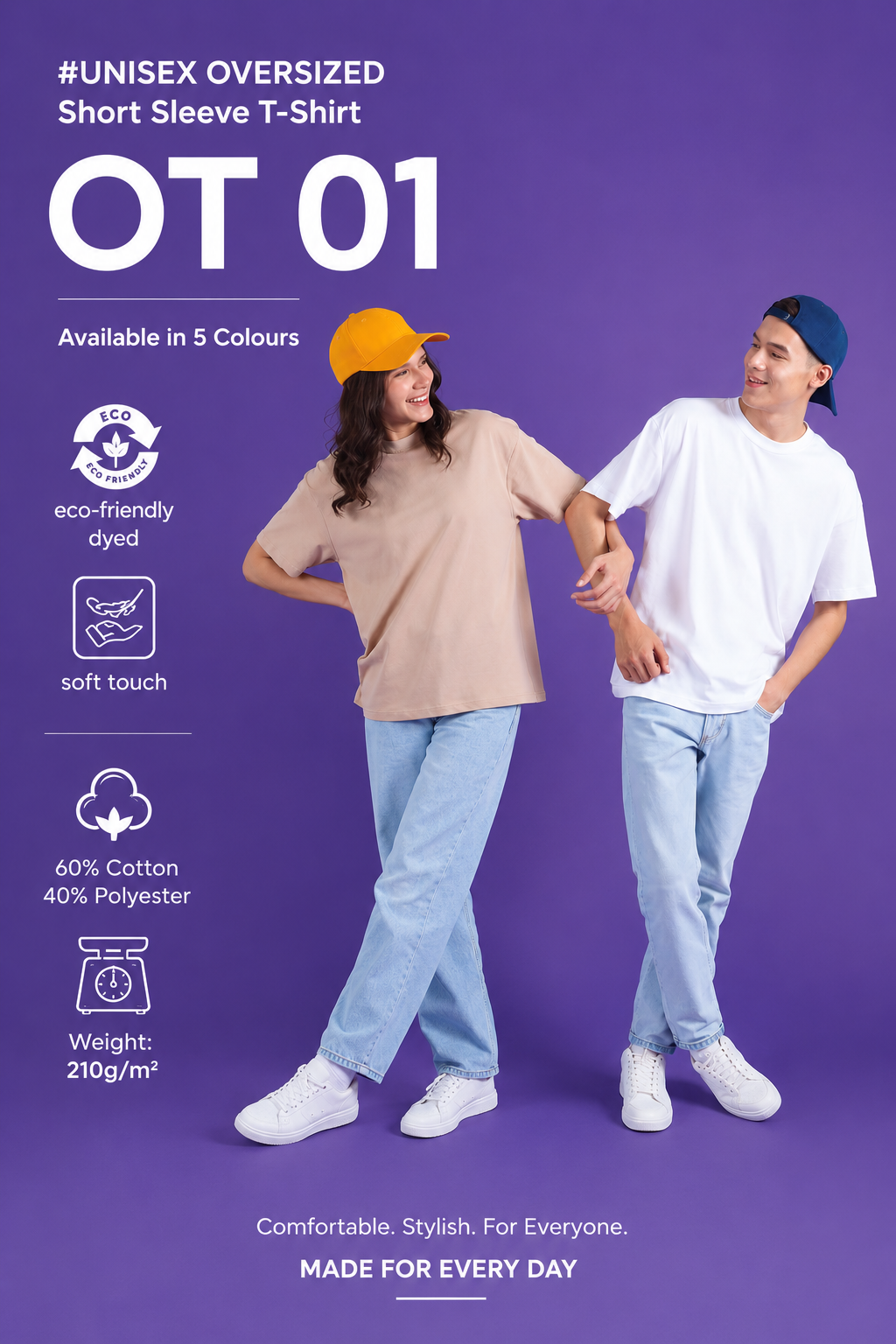 Unisex Oversized Short Sleeve T-Shirt -OT01