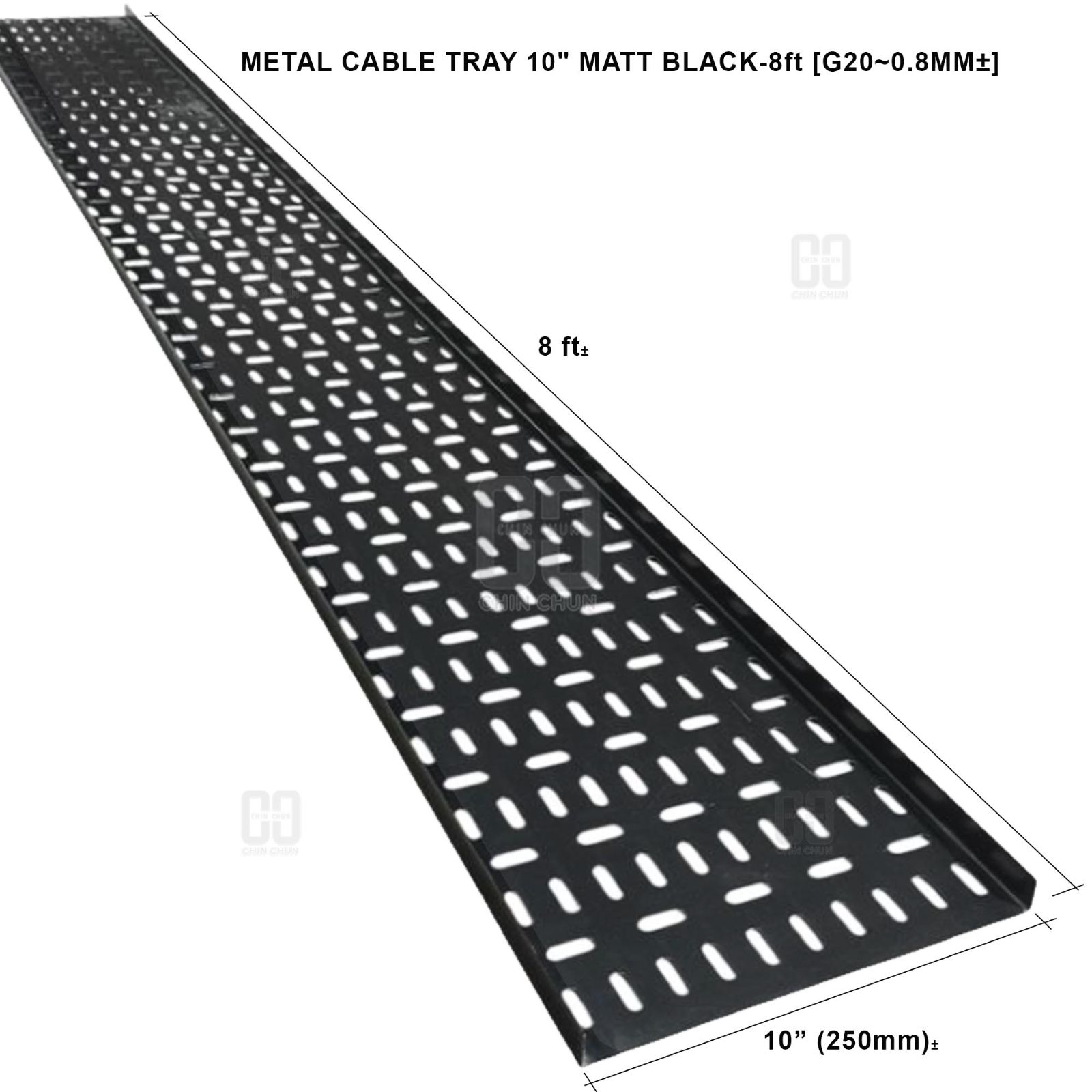METAL CABLE TRAY 10" MATT BLACK 8ft G20 0.8MM卤