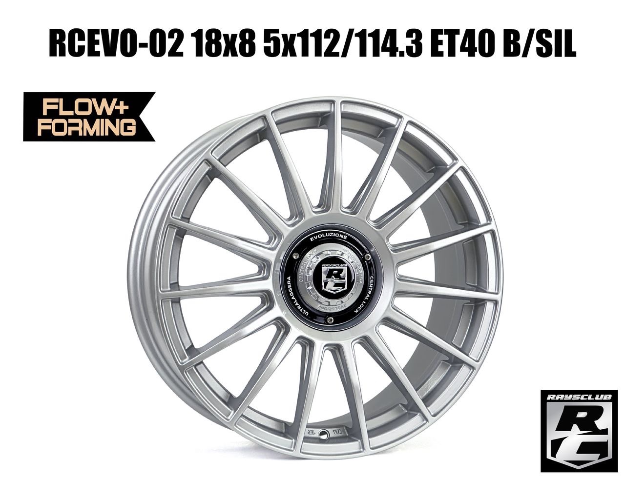RCEVO-02 18X8 5X112/114.3 ET40 B/SIL Flow form