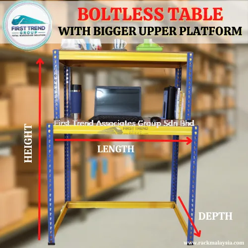 Boltless Table Rack Meja Rak Double Layer Multipurpose Table Home Table / Meja Komputer / Meja Serbaguna (BIG)