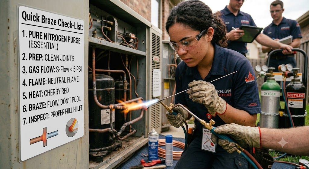 HVAC installation oxy acetylene brazing technique