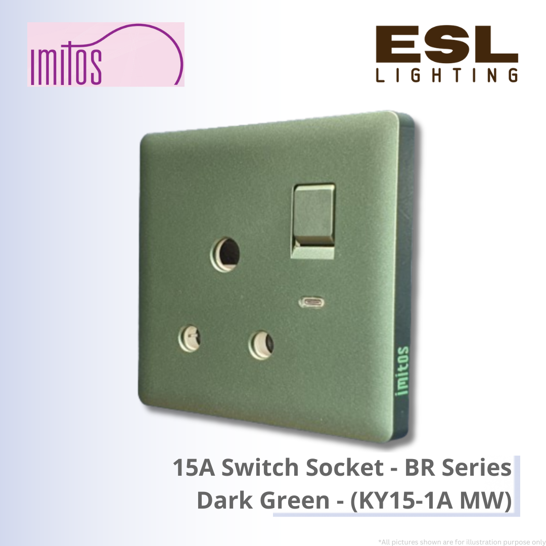 IMITOS 15A Switch Socket (BR Series) Dark Green - KY15-1A MW [SIRIM]