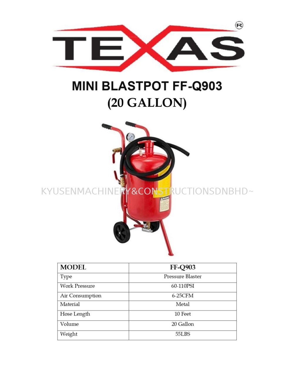 Texas Pressure Blaster FF-Q903 (20 Gallon)