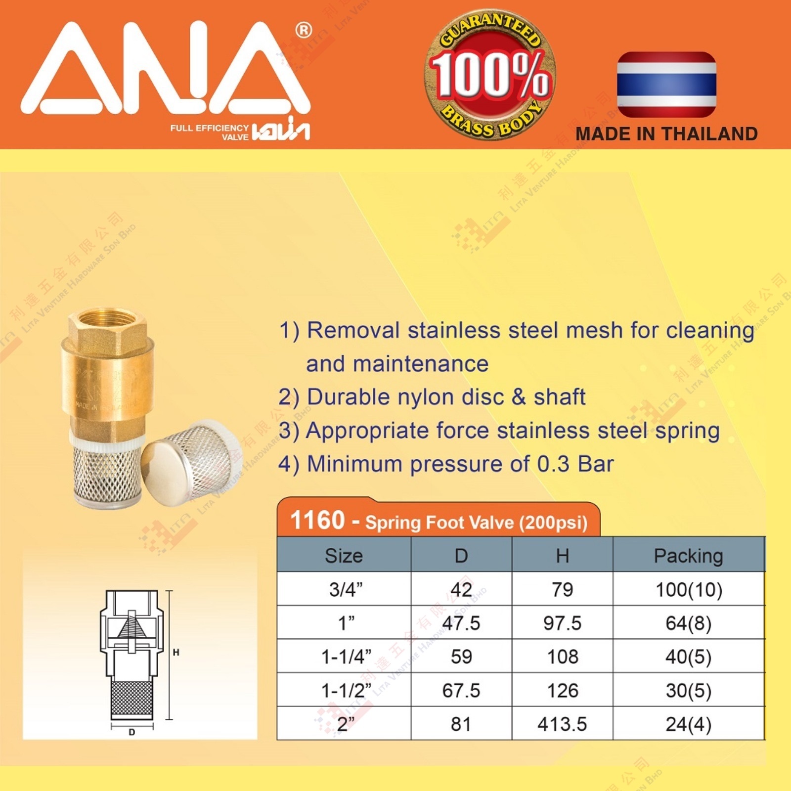 ANA BRAND SPRING FOOT VALVE - 1160 (2)