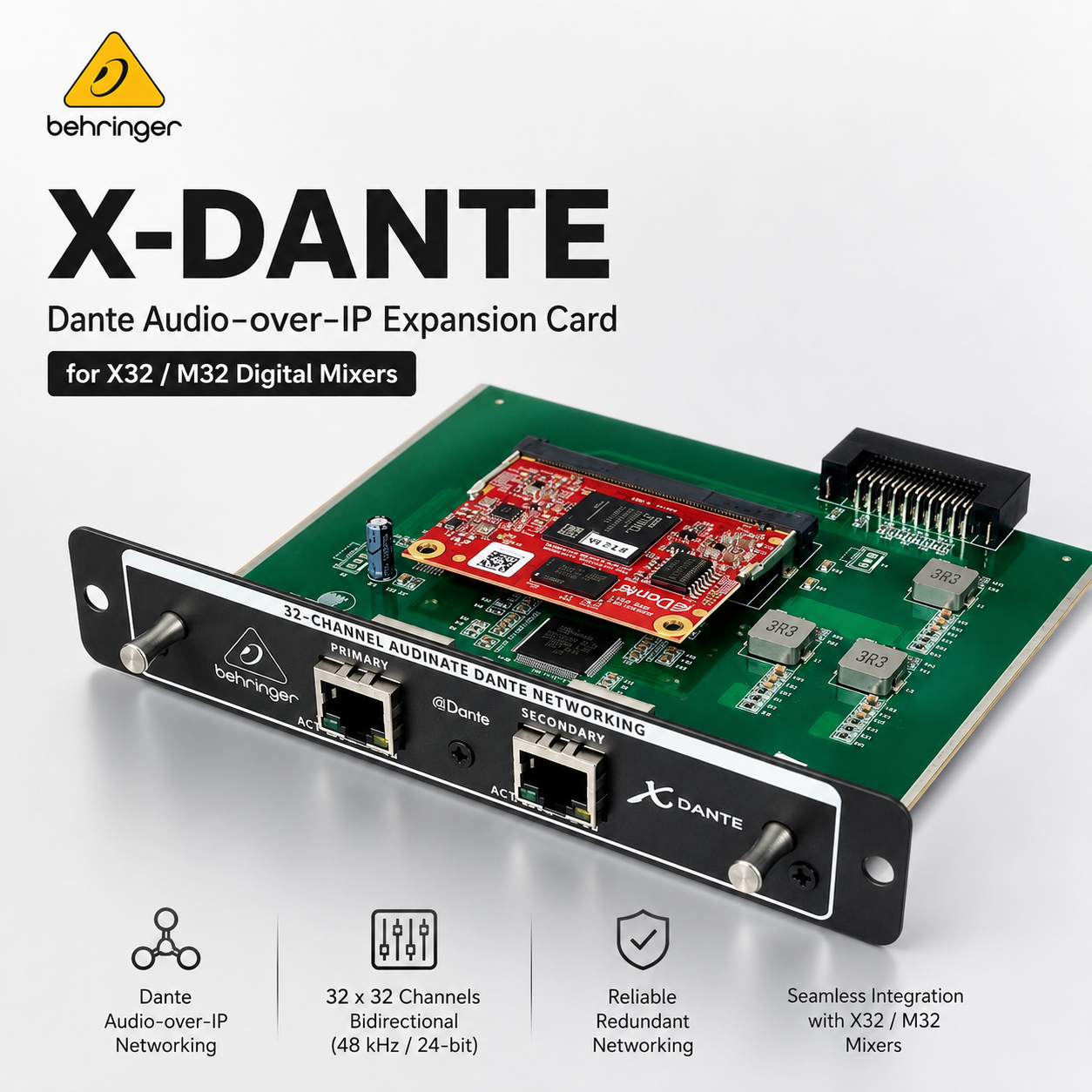 Behringer X-DANTE – Dante音频网络扩展卡，适用于X32 / M32数字调音台