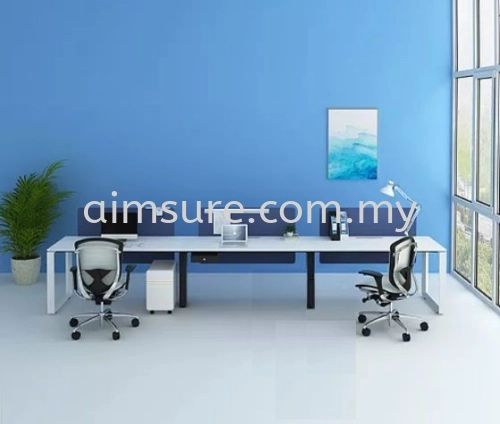 Modern Rectangular office workstation with hanging partition and metal leg