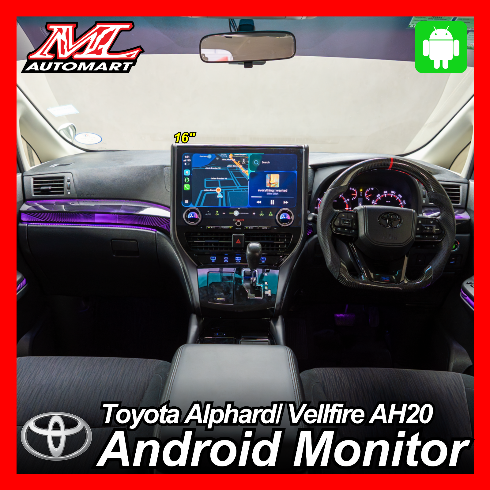 Toyota Alphard/ Vellfire AH30 Android Monitor (16")