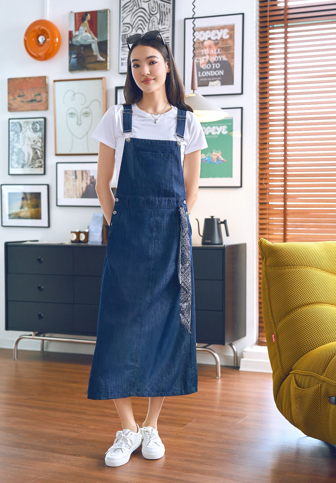 Meadow Casual Denim Pinafore Midi