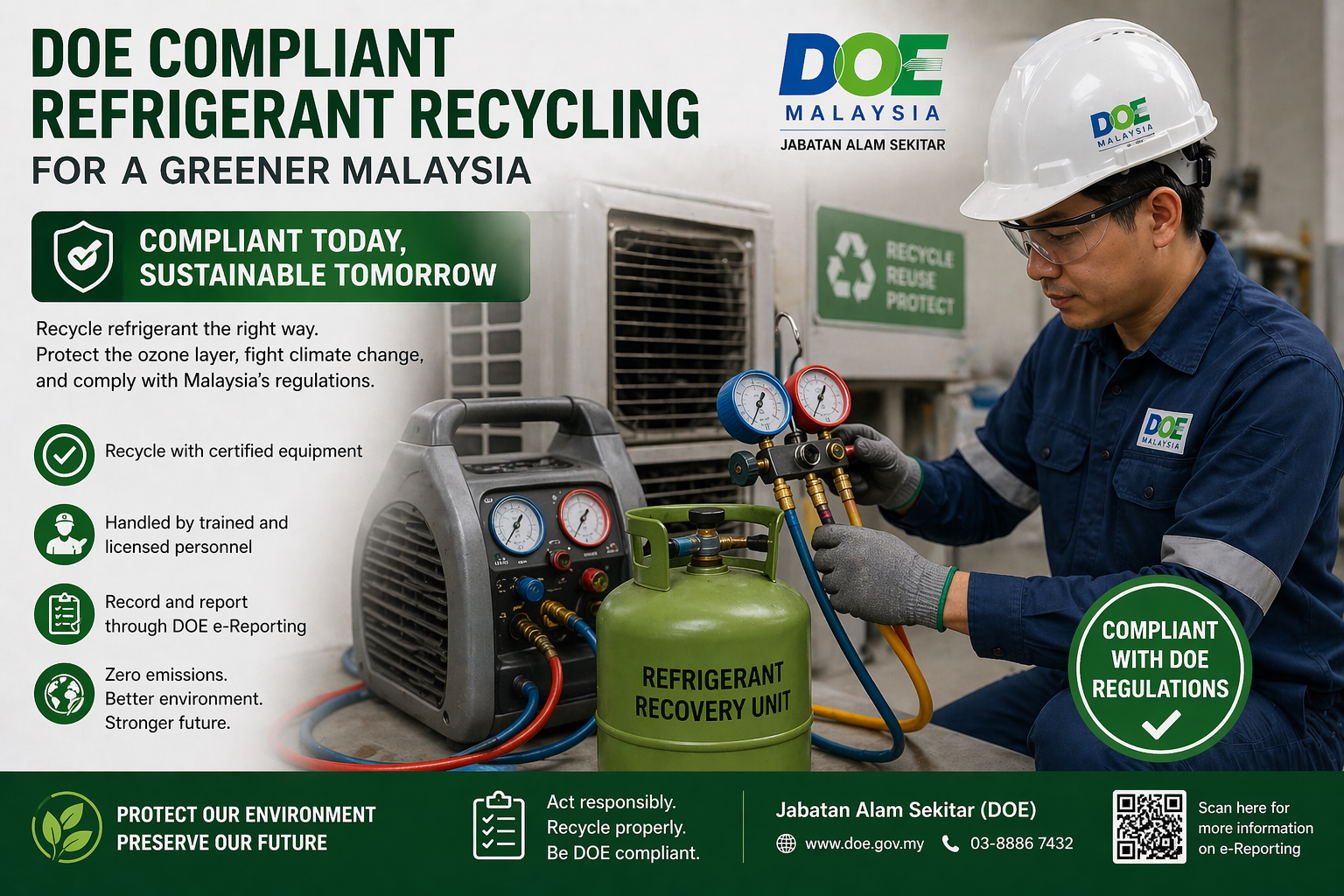 DOE compliant refrigerant recycling Malaysia