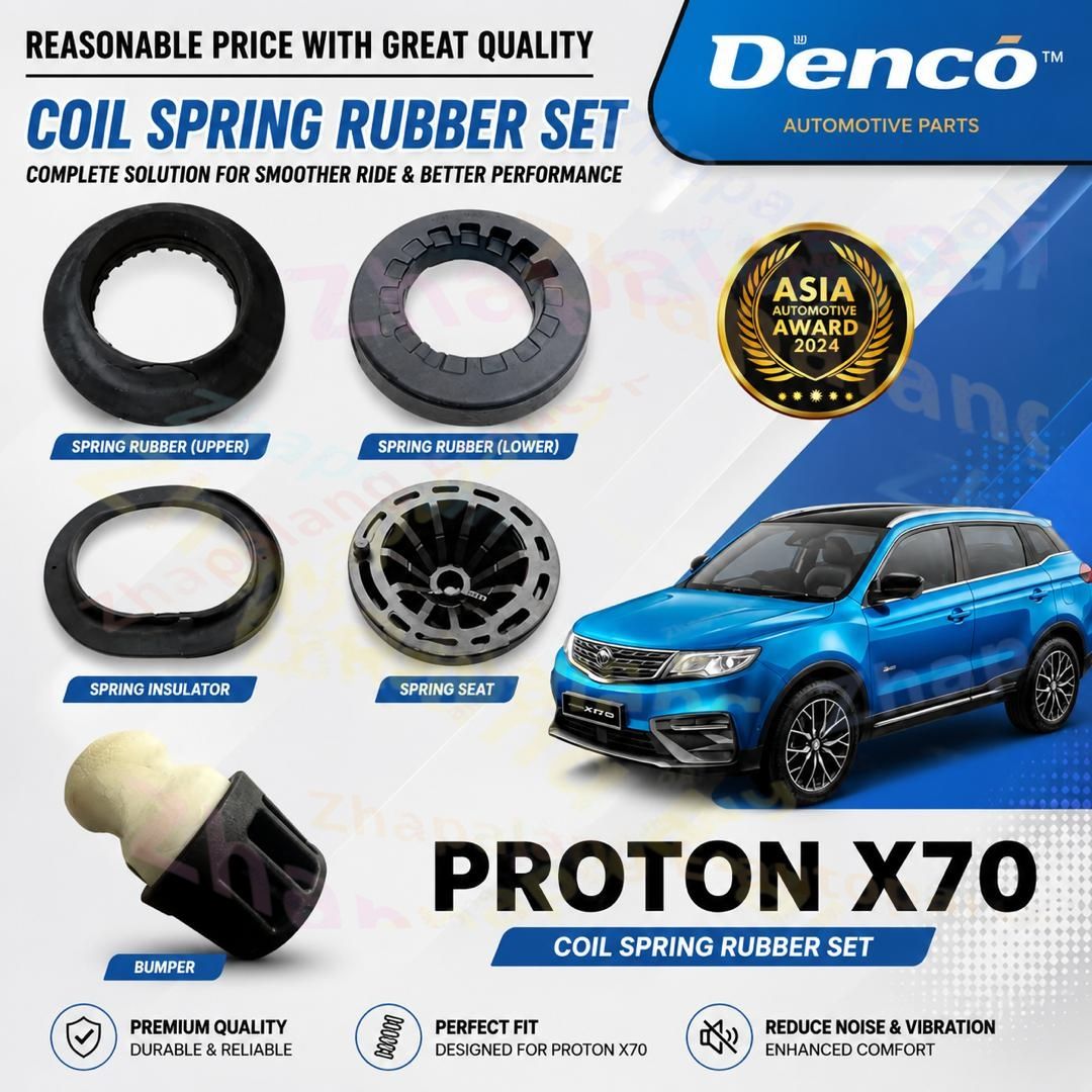 DENCO Premium Absorber Coil Spring Rubber / Rear Spring Bumper without Cap for Proton X70 (Front Rear / Upper Lower) Noise Fix