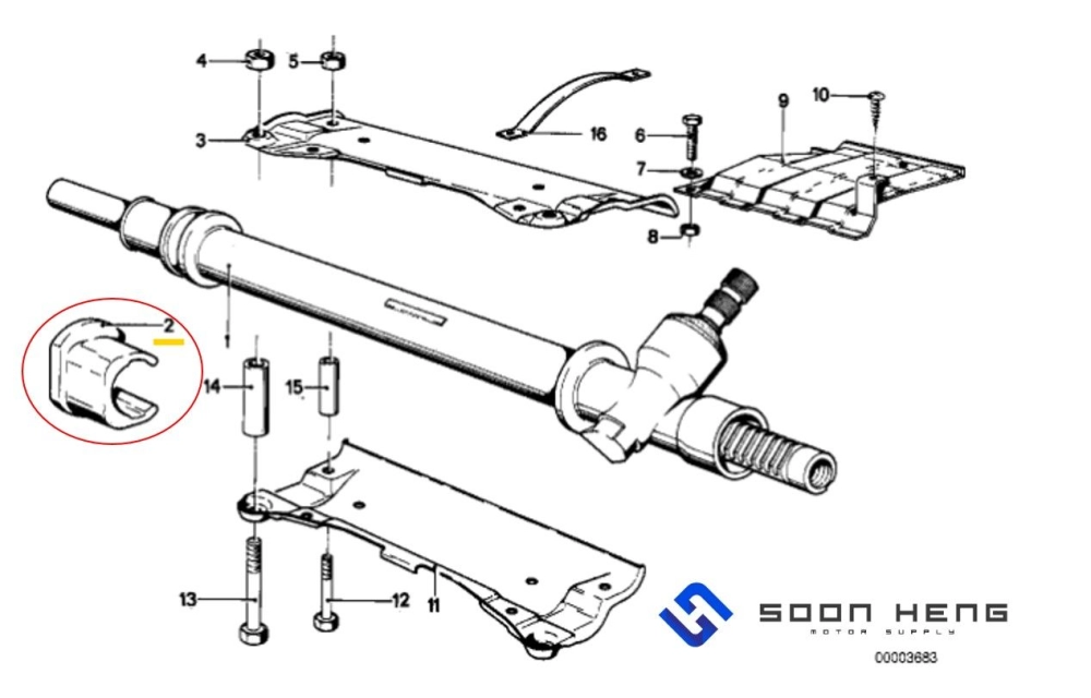 BMW E21 with engine M10/ M20 - Steering Rack Mounting (Original BMW)