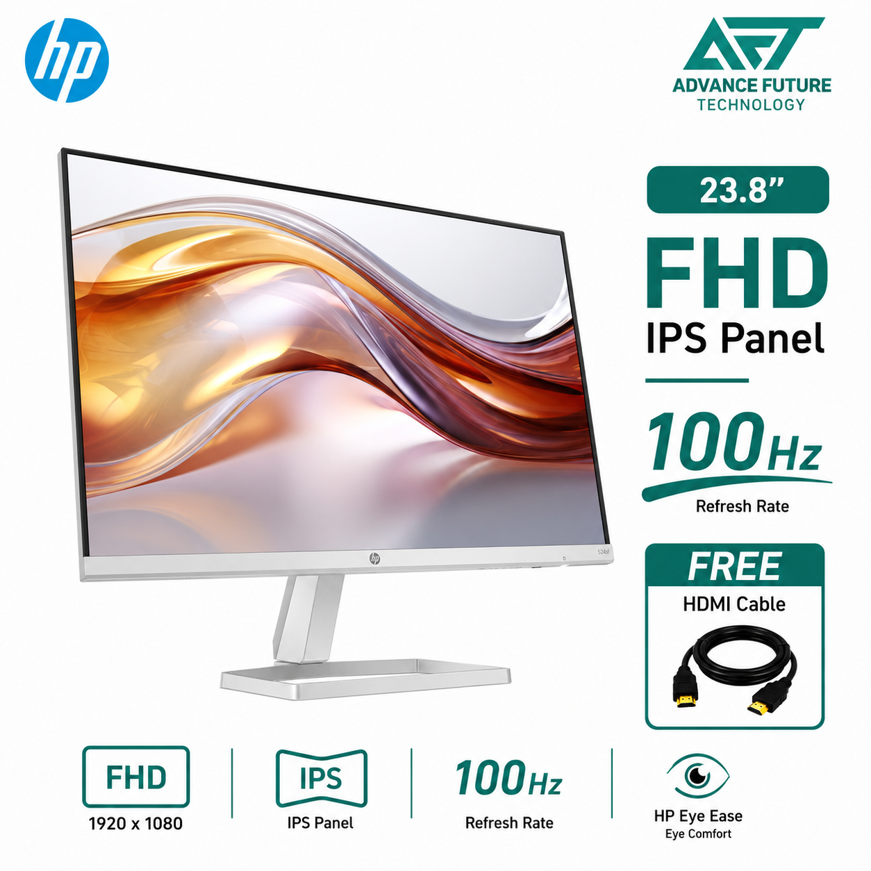 HP Series 5 524sf 23.8'' FHD IPS 100Hz Flat Monitor ( HDMI, VGA, 3 Years Warranty )