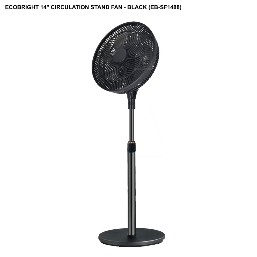 ECOBRIGHT 14" CIRCULATION STAND FAN BLACK EB-SF1488