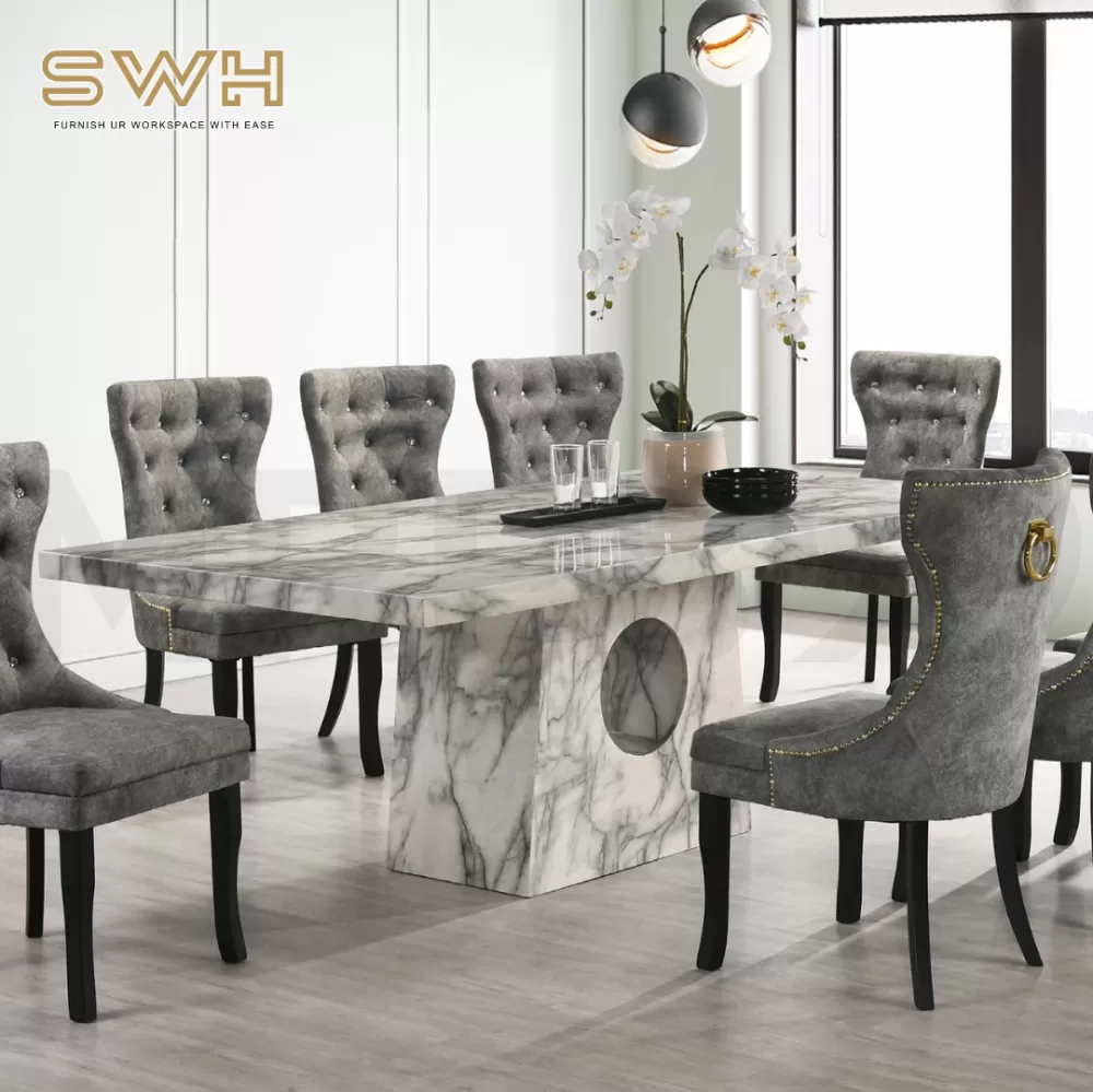 ARTHUR 8 Seater Marble Dining Table Set | Dining Furniture Shop