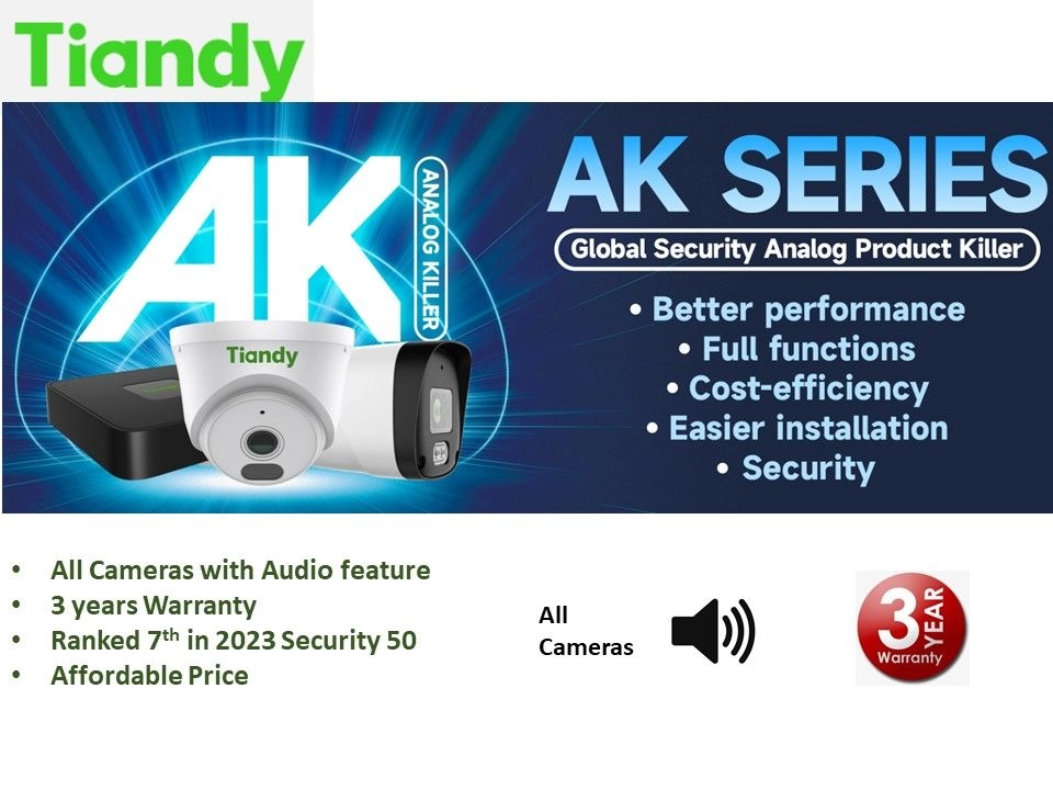 TIANDY IP Network CCTV System - 2MP IP Camera / AK Series / Spark Series / Color Maker