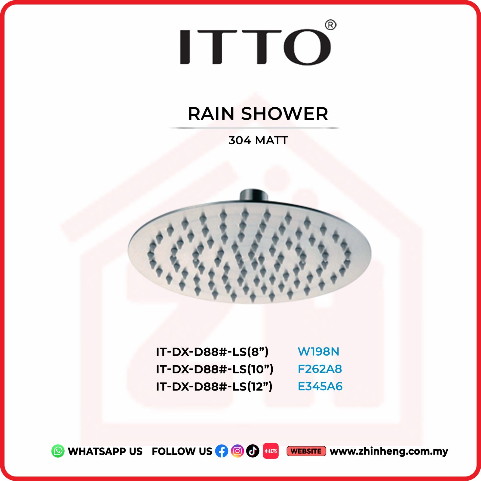 ITTO RAIN SHOWER  IT-DX-D88#-LS(8")+ IT-DX-D88#-LS(10")+ IT-DX-D88#-LS(12")