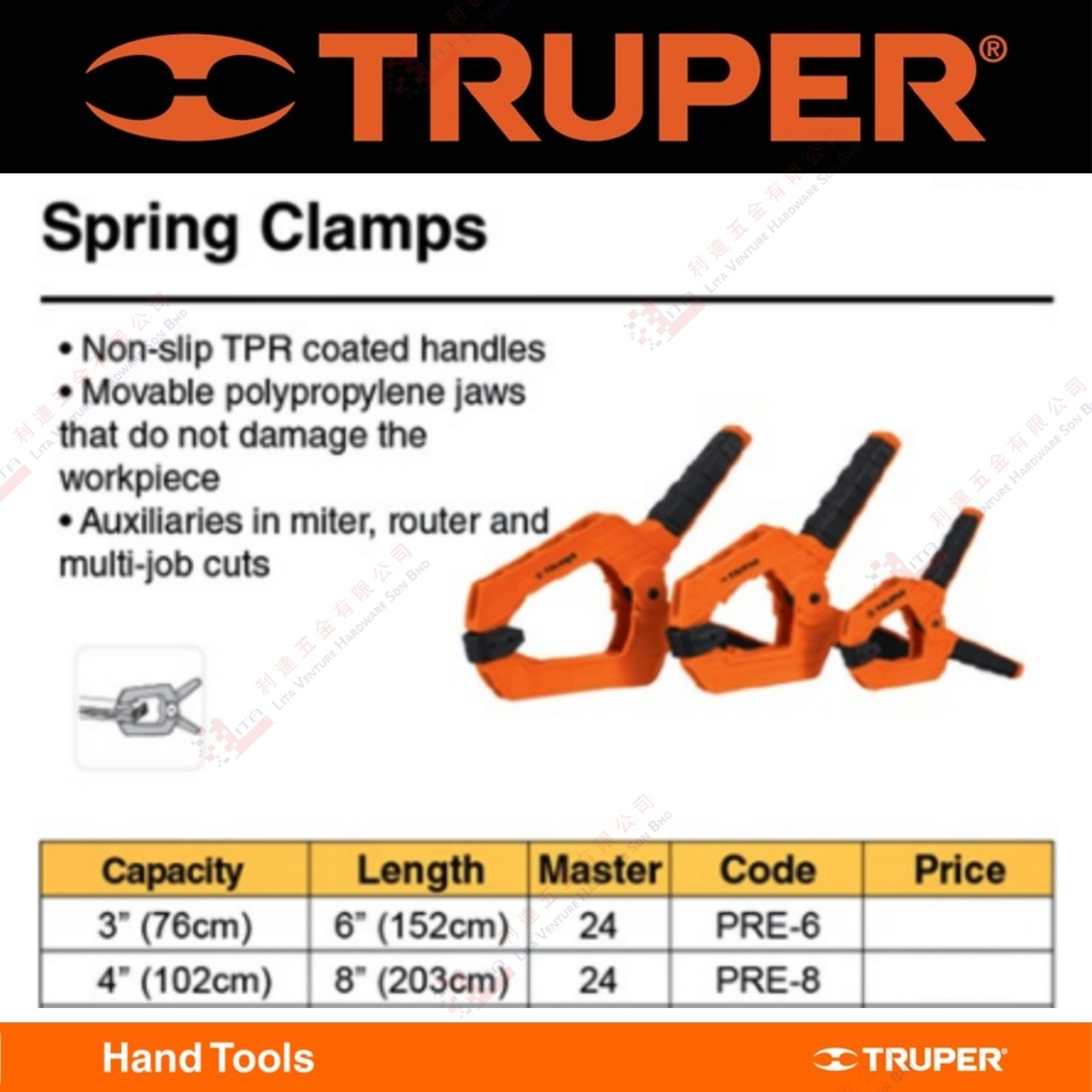 TRUPER BRAND SPRING CLAMPS - PRE6 PRE8