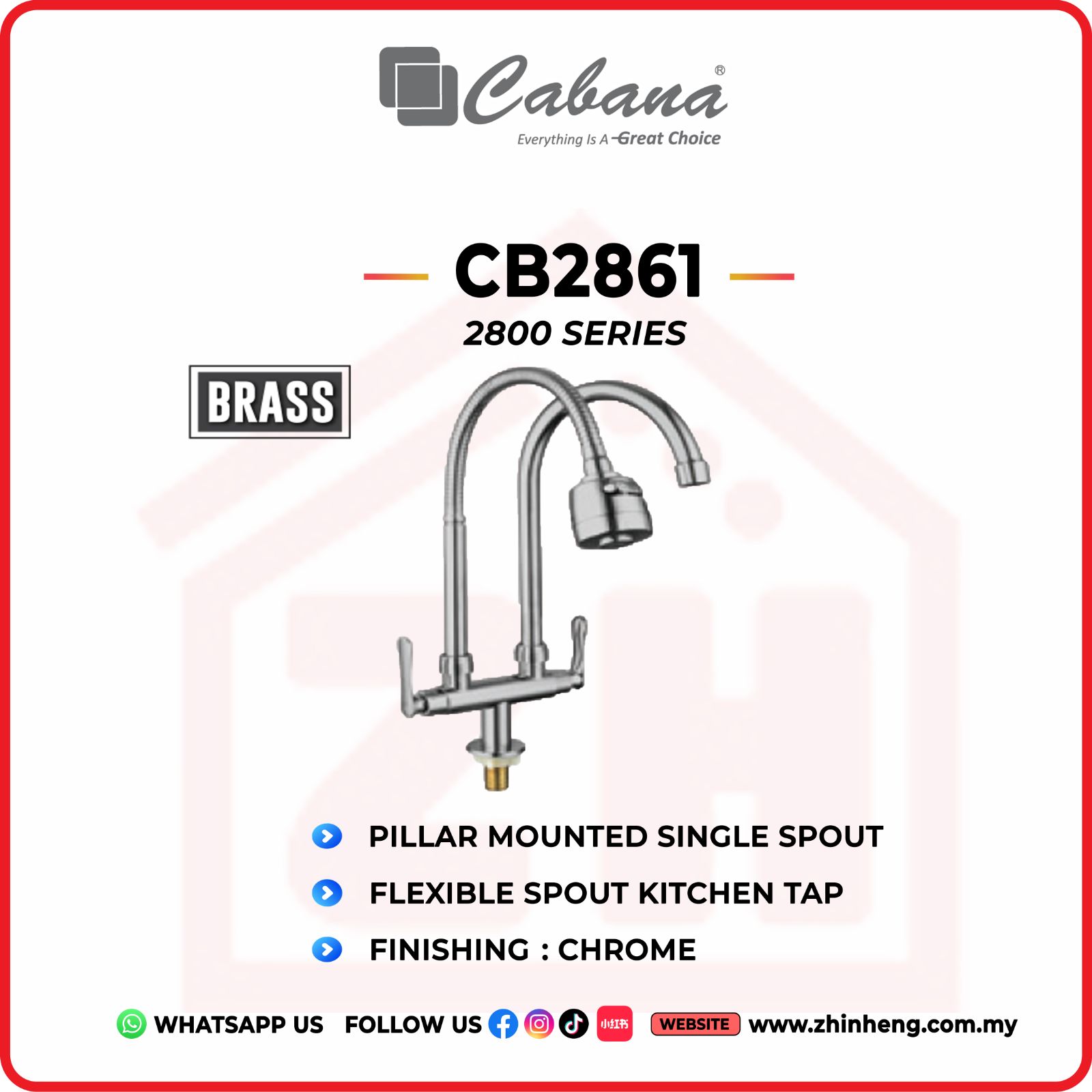 CABANA PILLAR MOUNTED SINGLE SPOUT KITCHEN TAP CB2861
