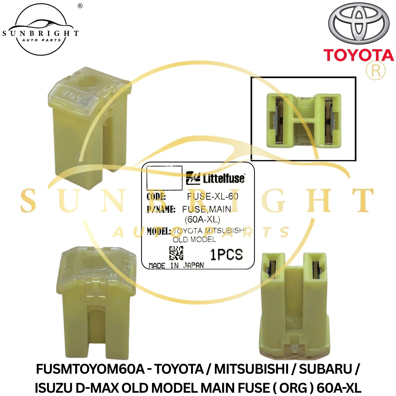 FUSMTOYOM60A - TOYOTA / MITSUBISHI / SUBARU OLD MODEL MAIN FUSE ( ORG ) 60A-XL