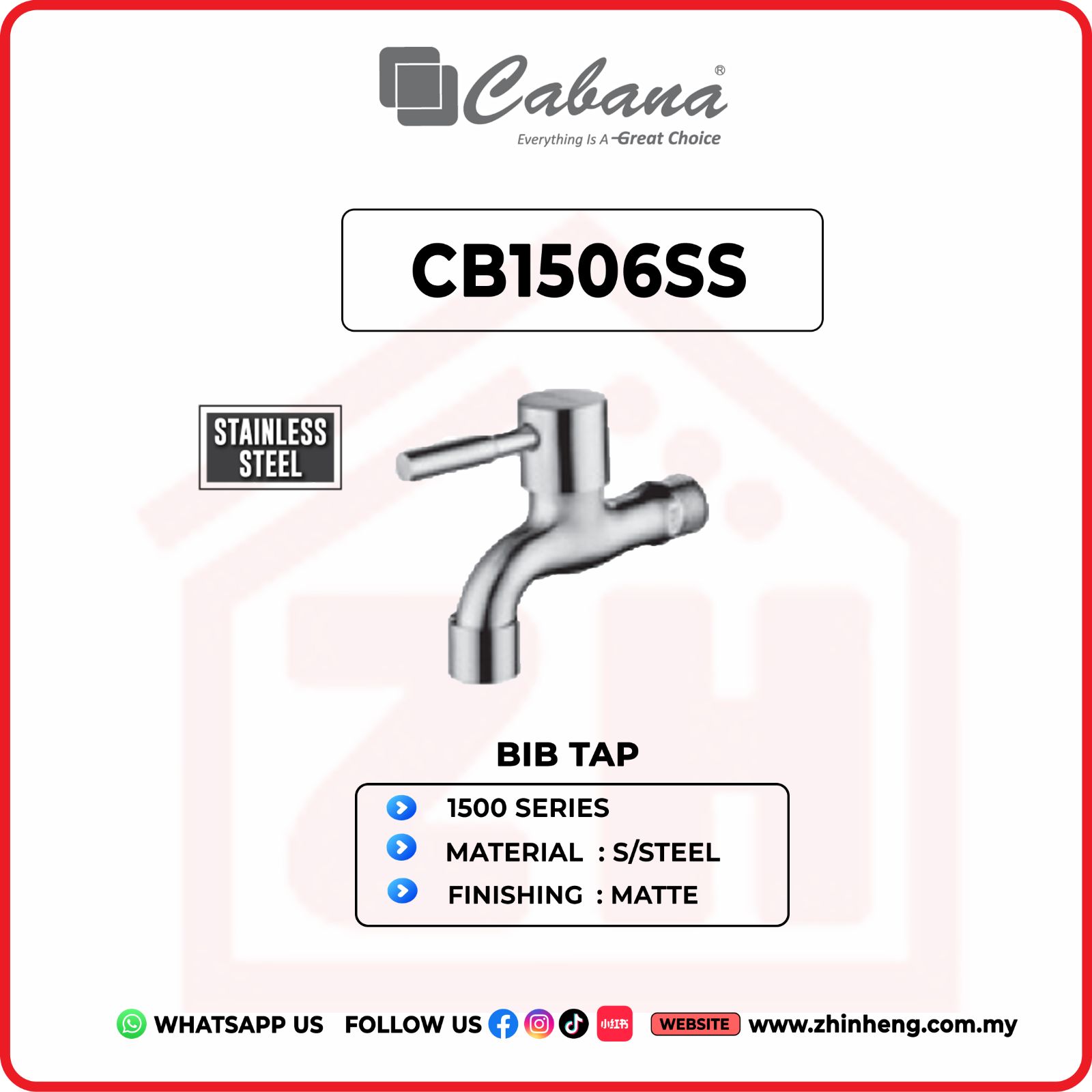 CABANA BIB TAP CB1506SS