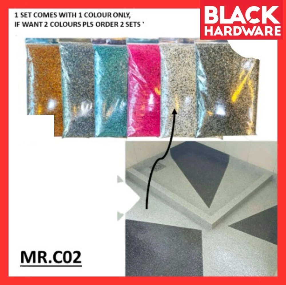 Black Hardware MR COAT DIY Floor Epoxy Paint Epoxy Primer Cat lantai Rumah Epoxy Flake Coating Flakes Epoxy Floor Coatin