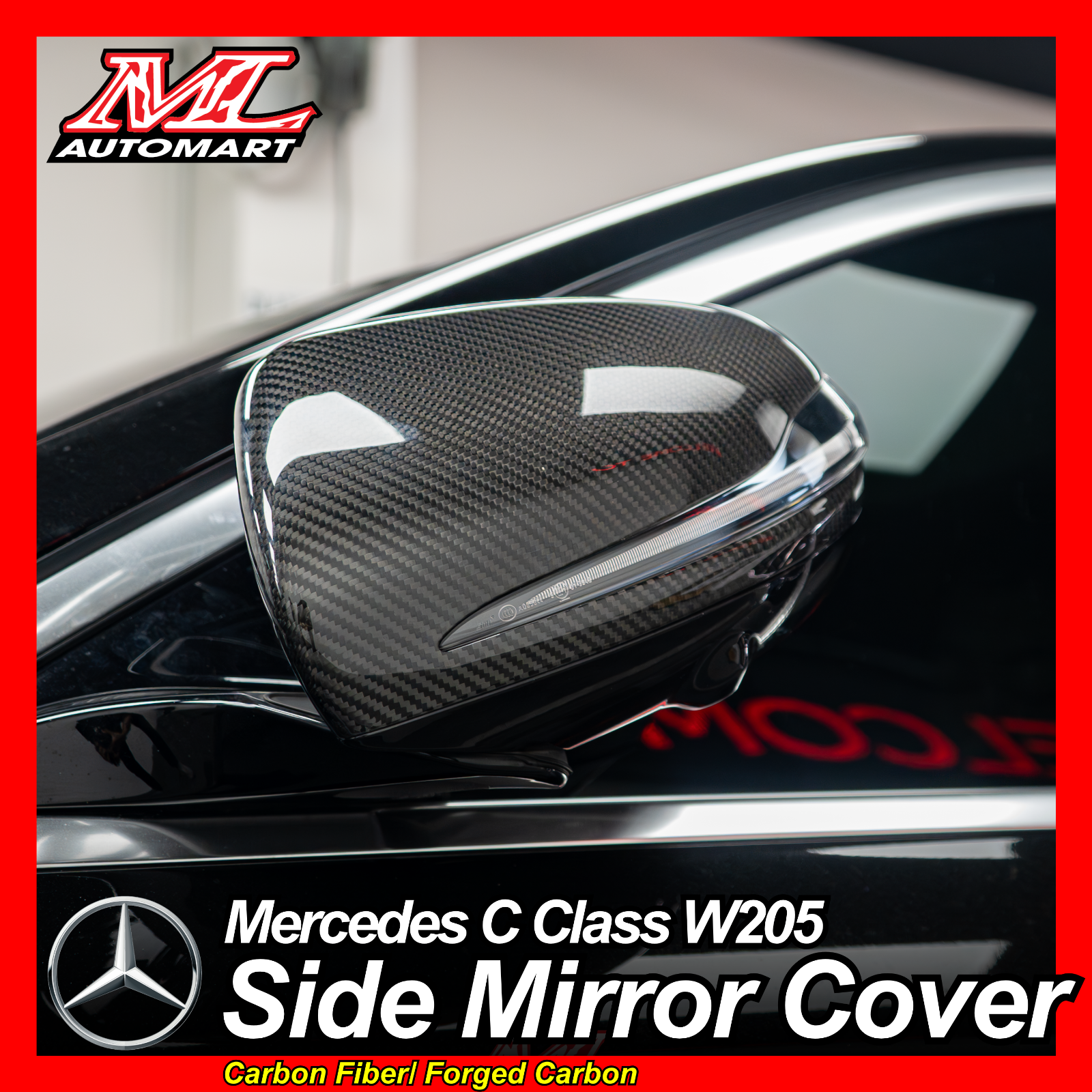 Mercedes Benz C Class W205 : Side Mirror Cover (Carbon Fiber/ Forged Carbon)