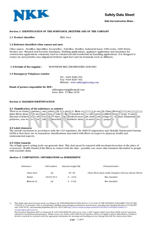 SAFETY DATA REPORT