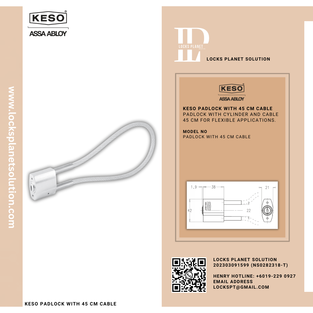 KESO PADLOCK WITH 45 CM CABLE