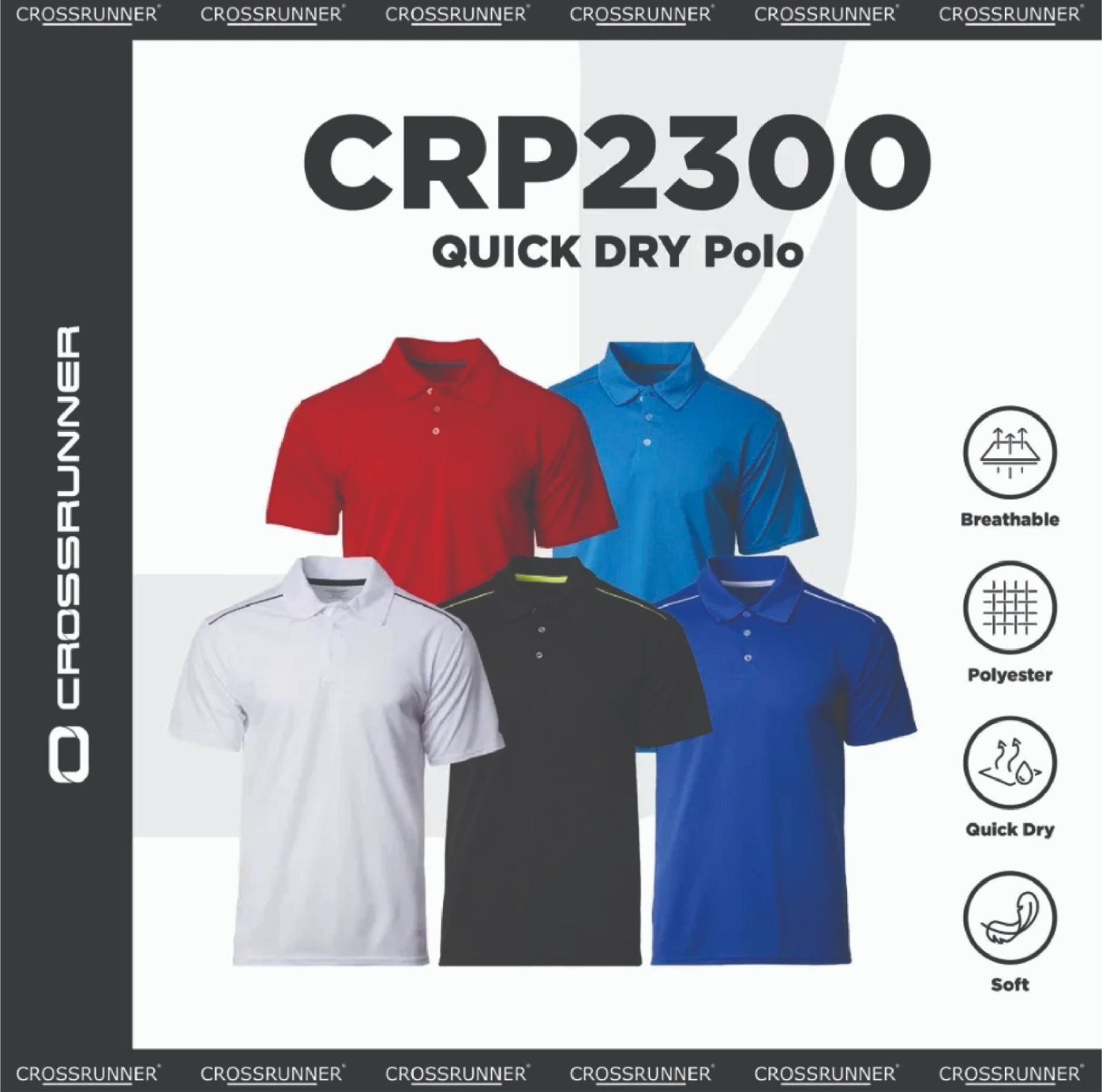 CROSSRUNNER Quick DryOxley Polo T-shirt Unisex CRP2300