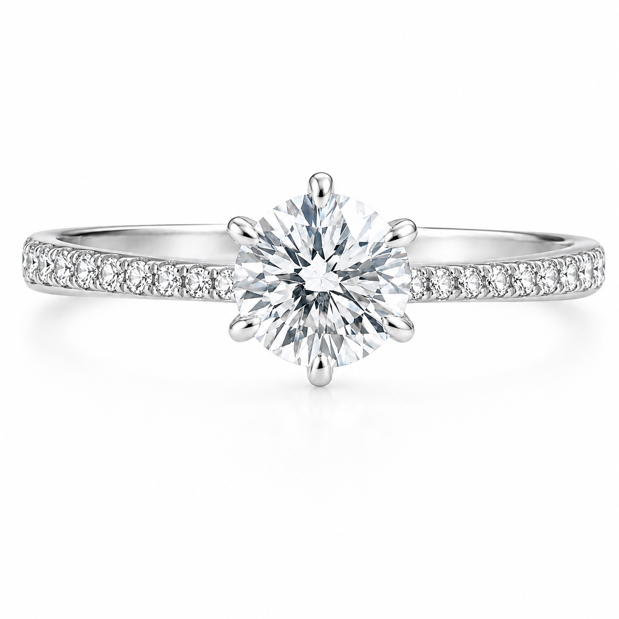 Roman & Co庐 Elowen Halo Pav茅 Solitaire Engagement Ring
