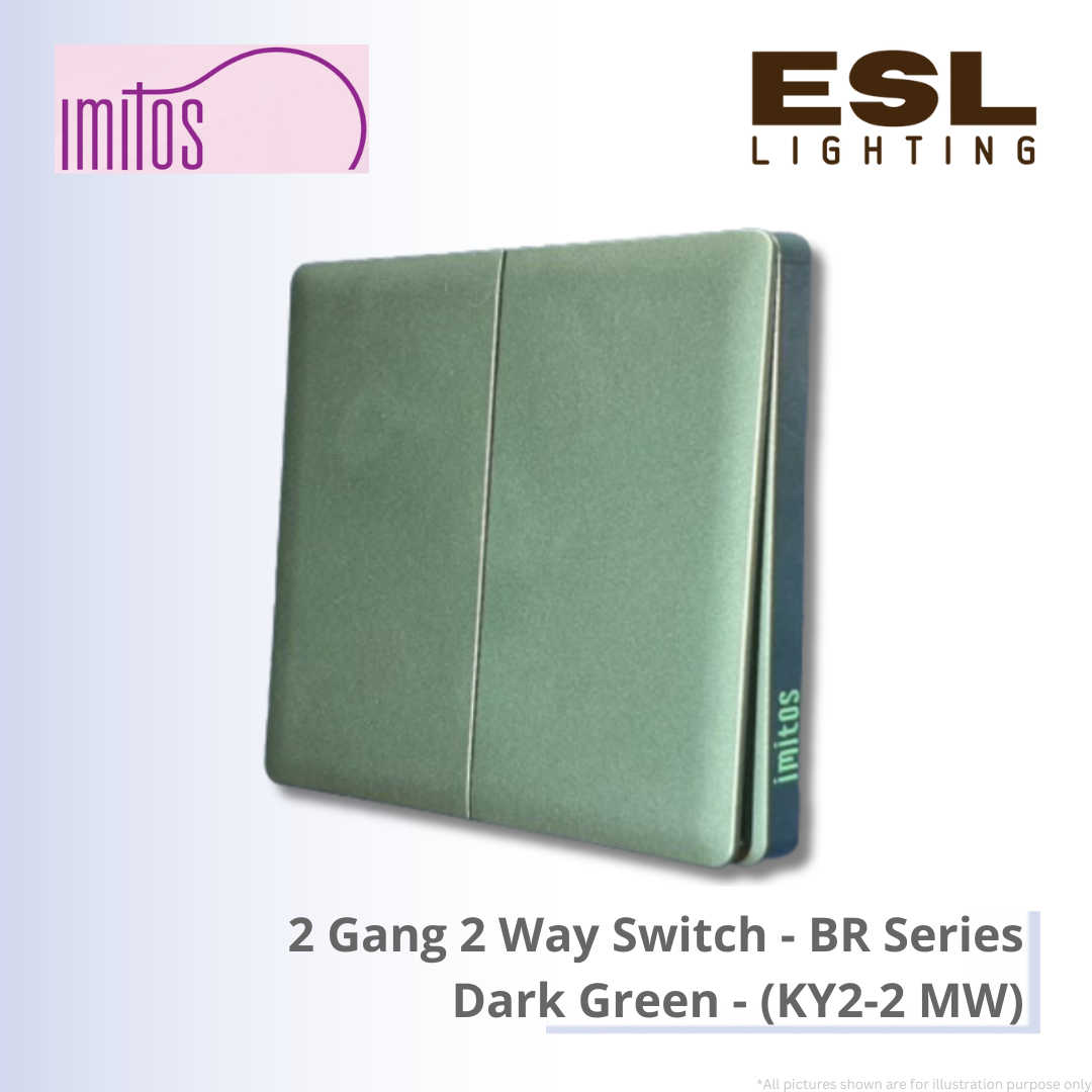 IMITOS 2 Gang 2 Way Switch (BR Series) Dark Green - KY2-2 MW [SIRIM]