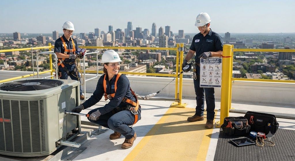 HVAC technician working at height checklist