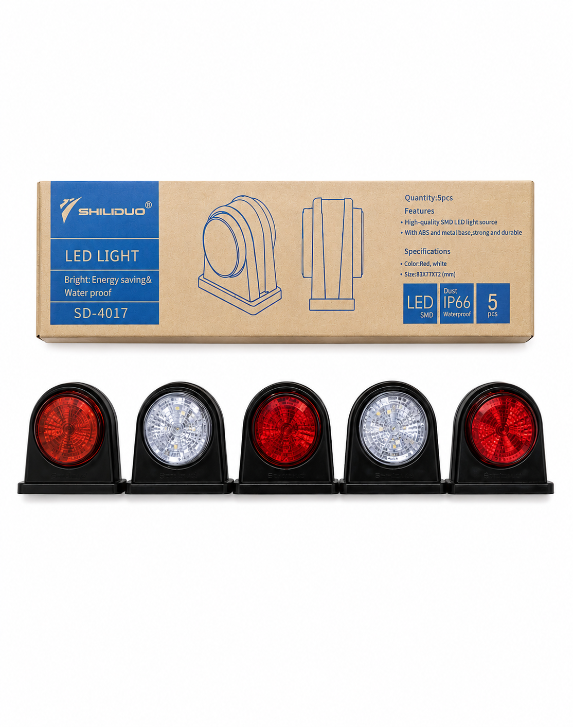 SHILIDUO LED Side Maker Lamp - Red / White SD-4017A