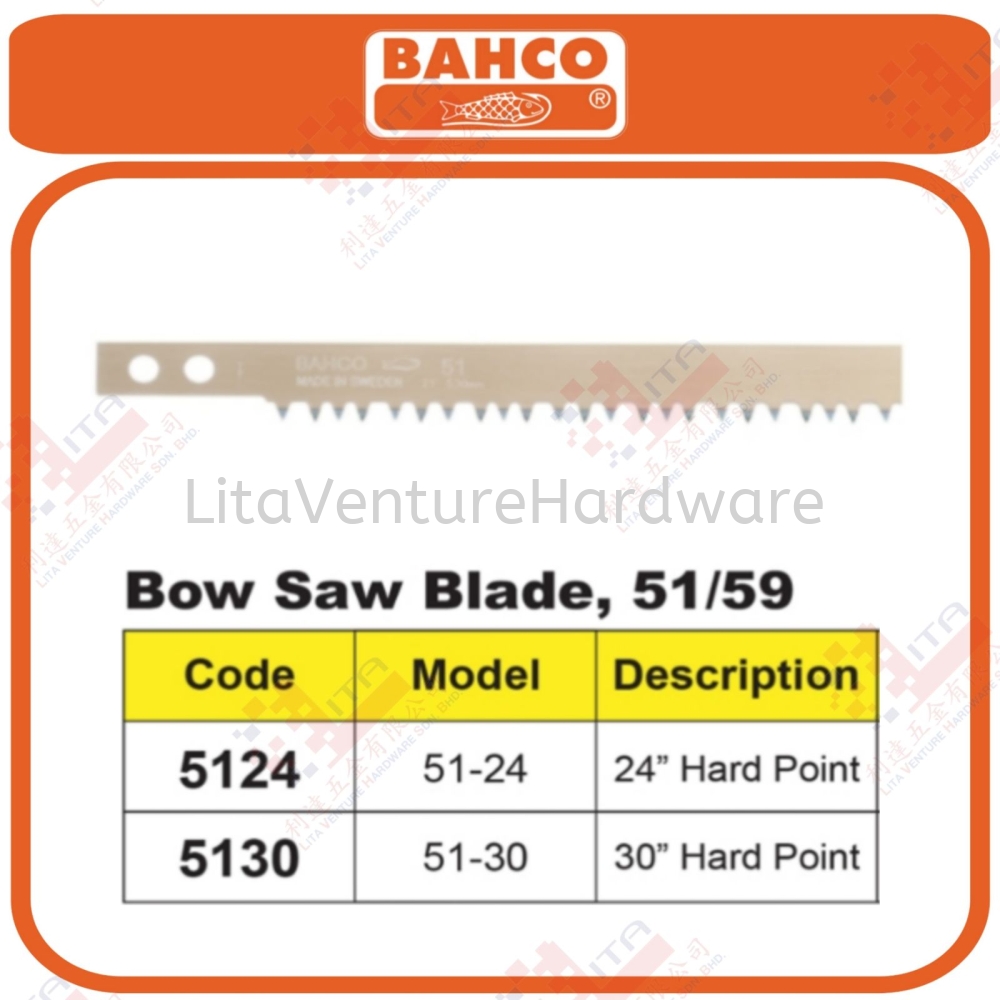 BAHCO BRAND BOW SAW BLADE - 5124 5130