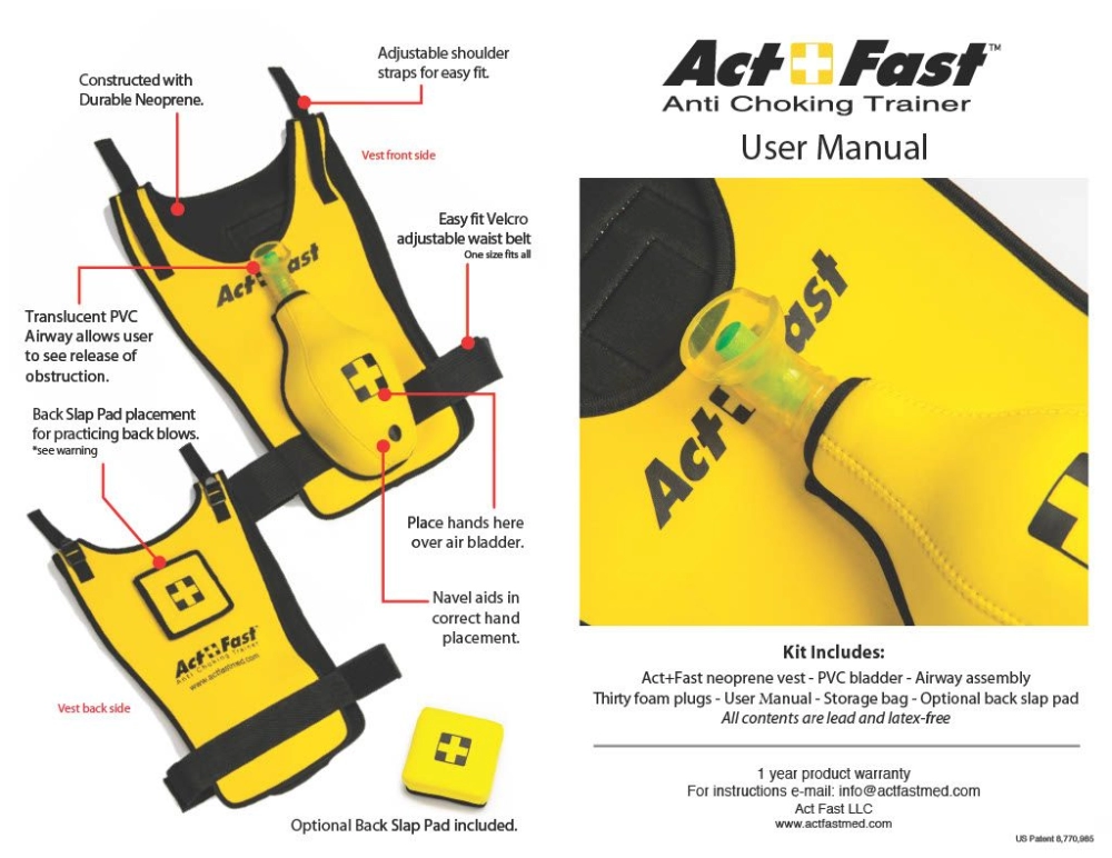 Act Fast Anti-Choking Trainer For School Age Children