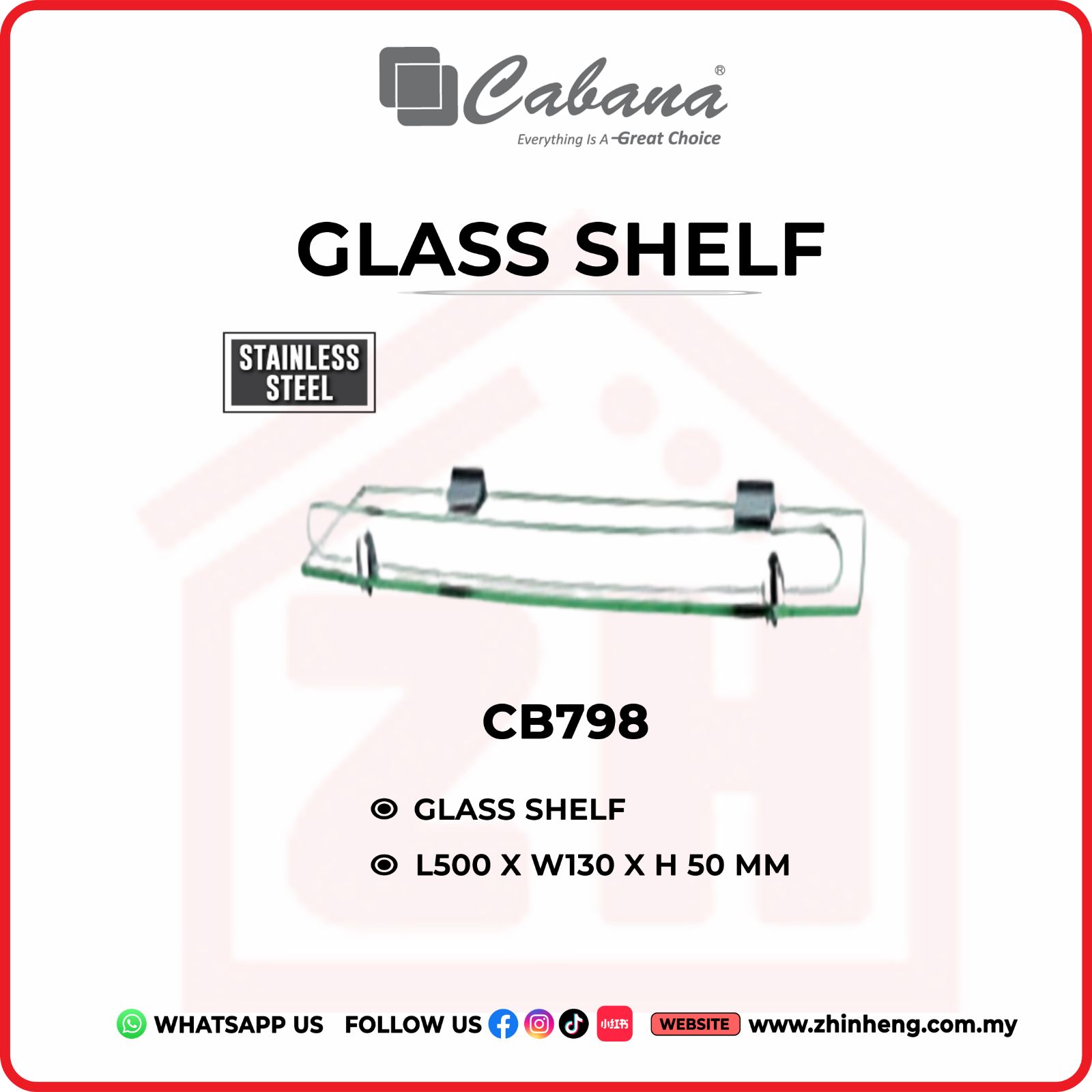 CABANA CB798 GLASS SHELF