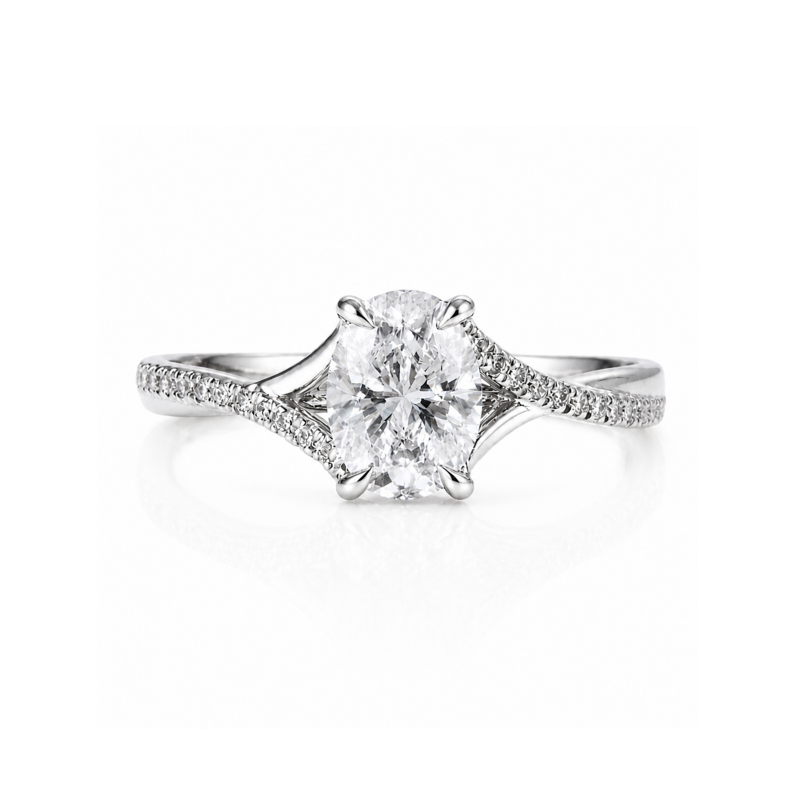 Roman & Co庐 Arlena Oval Solitaire Pav茅 Engagement Ring