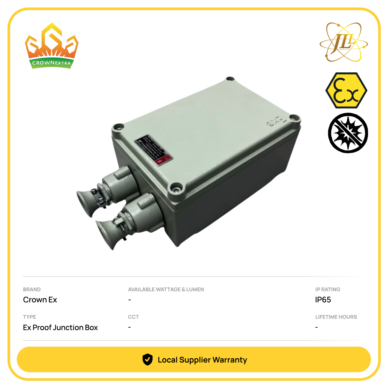 CROWN EX EXPLOSION PROOF HAZARDOUS FLAMEPROOF ANTI SPARK BOX CJX MODEL 200x135x90