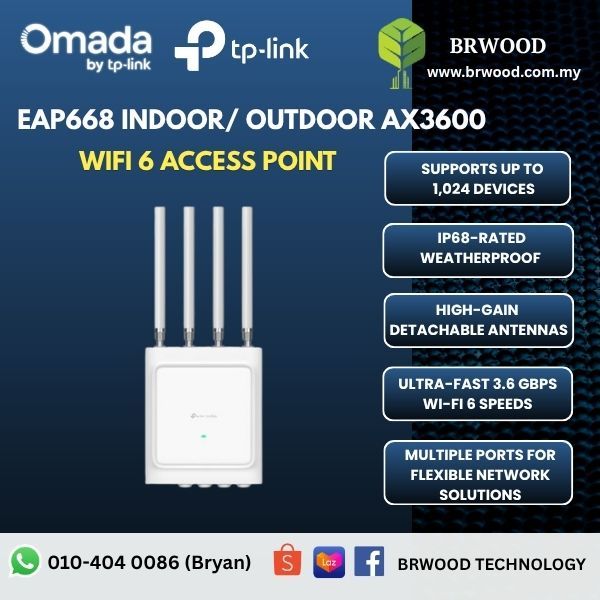 OMADA TP-LINK EAP668: AX3600 Indoor/Outdoor WiFi 6 Access Point