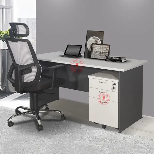 Grey color Writing Table c/w Mobile Pedestal 2D1F | Standard Table | Meja Pejabat | Meja Office