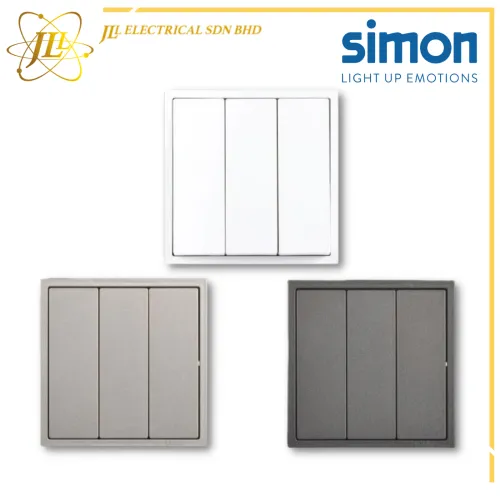 Simon Switch i7 701032 16A 3 Gang 2 Way Switch [MATT WHITE/GOLDEN CHAMPAGNE/GRAPHITE BLACK]